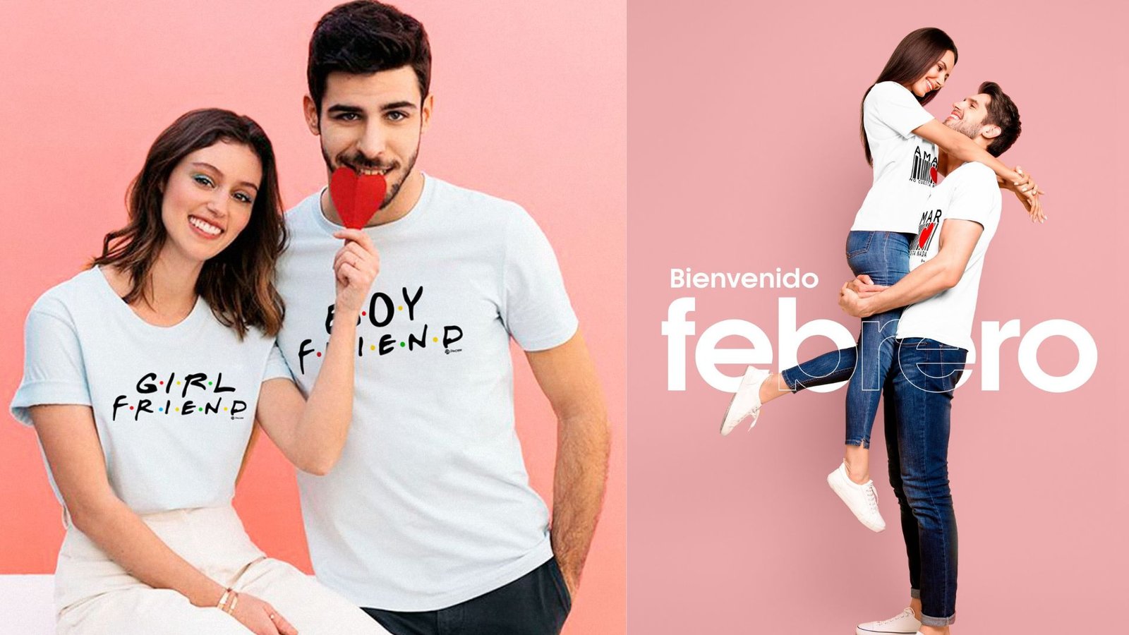 Pareja usando camisetas matching de 14 de febrero de Pacer Store ubicada en Mall Premier Catacamas.