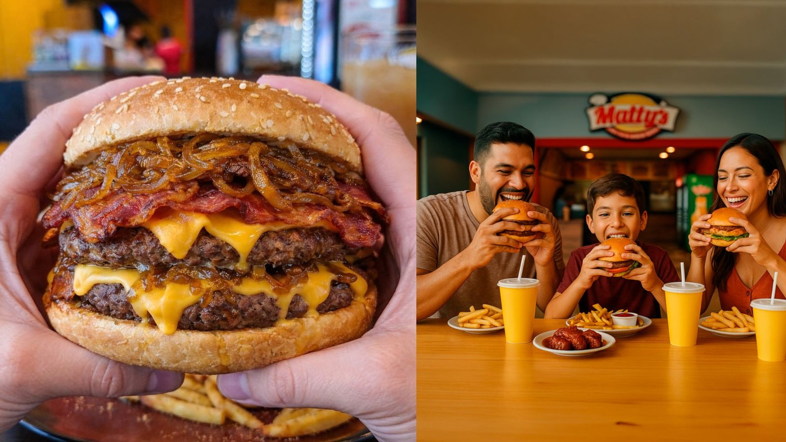 Loaded Burger de Matty’s Deli & Grill en Mall Premier Juticalpa y Catacamas