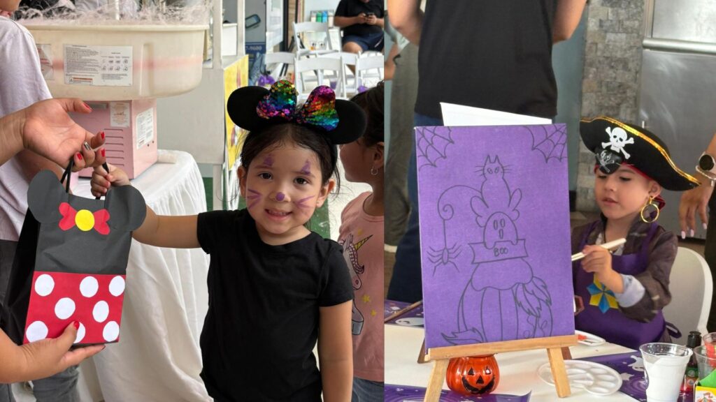 Niños participando en actividades creativas y juegos infantiles en Plaza Premier Honduras