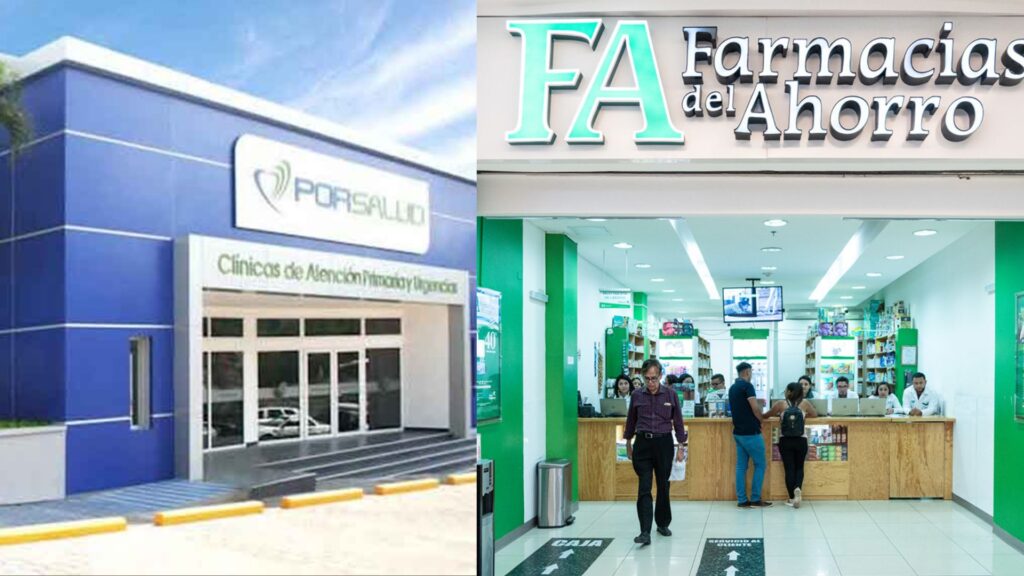 Clínica de atención primaria PORSALUD y Farmacias del Ahorro ofreciendo servicios de salud y medicamentos en Honduras