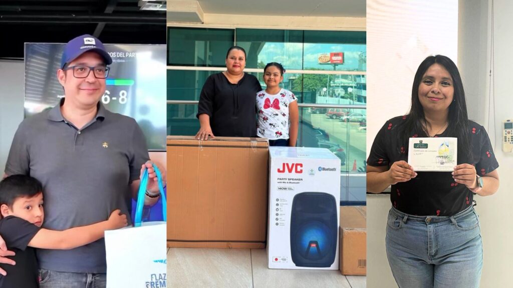 Ganadores de premios como parlante JVC y certificados en las promociones de Plazaa