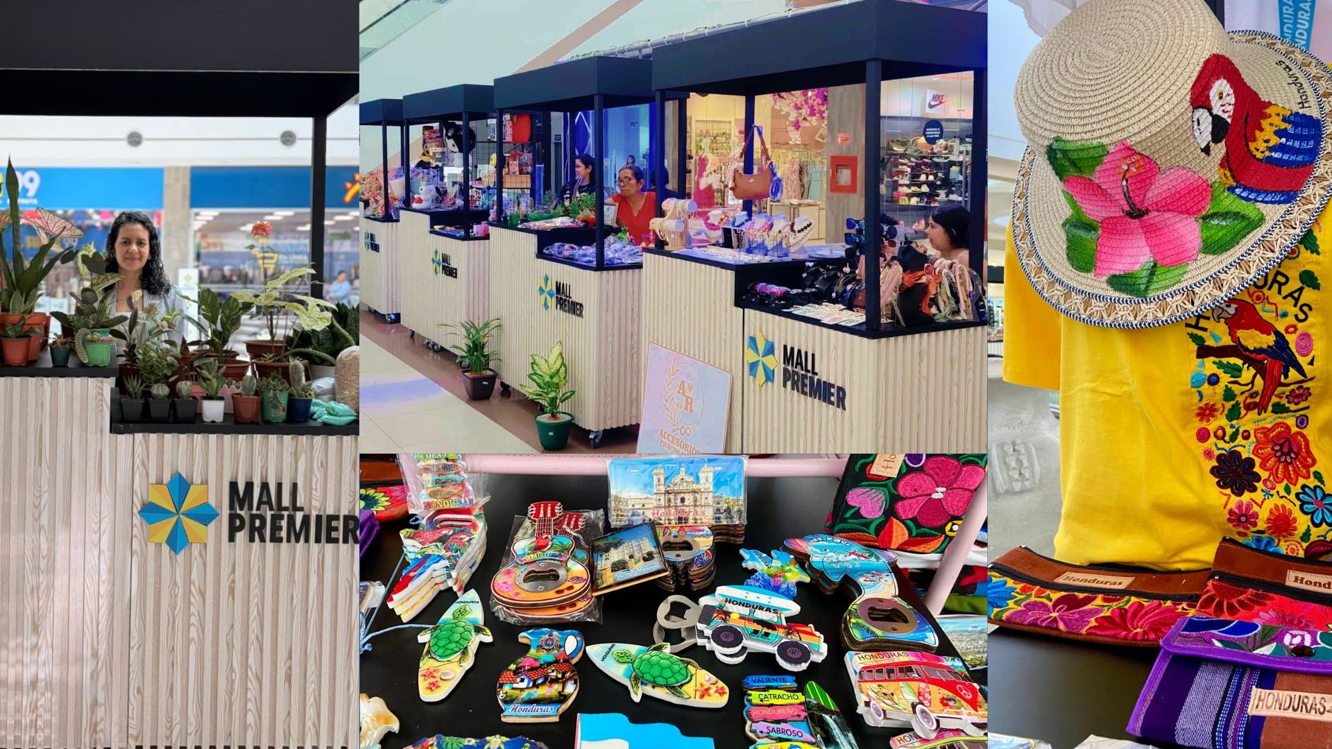 Emprendedores hondureños en kioscos de la Expo Feria Creer para Crear en Mall Premier.