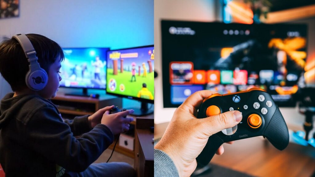Niño jugando videojuegos en consola, premio PlayStation 5 del sorteo Plaza Premier
