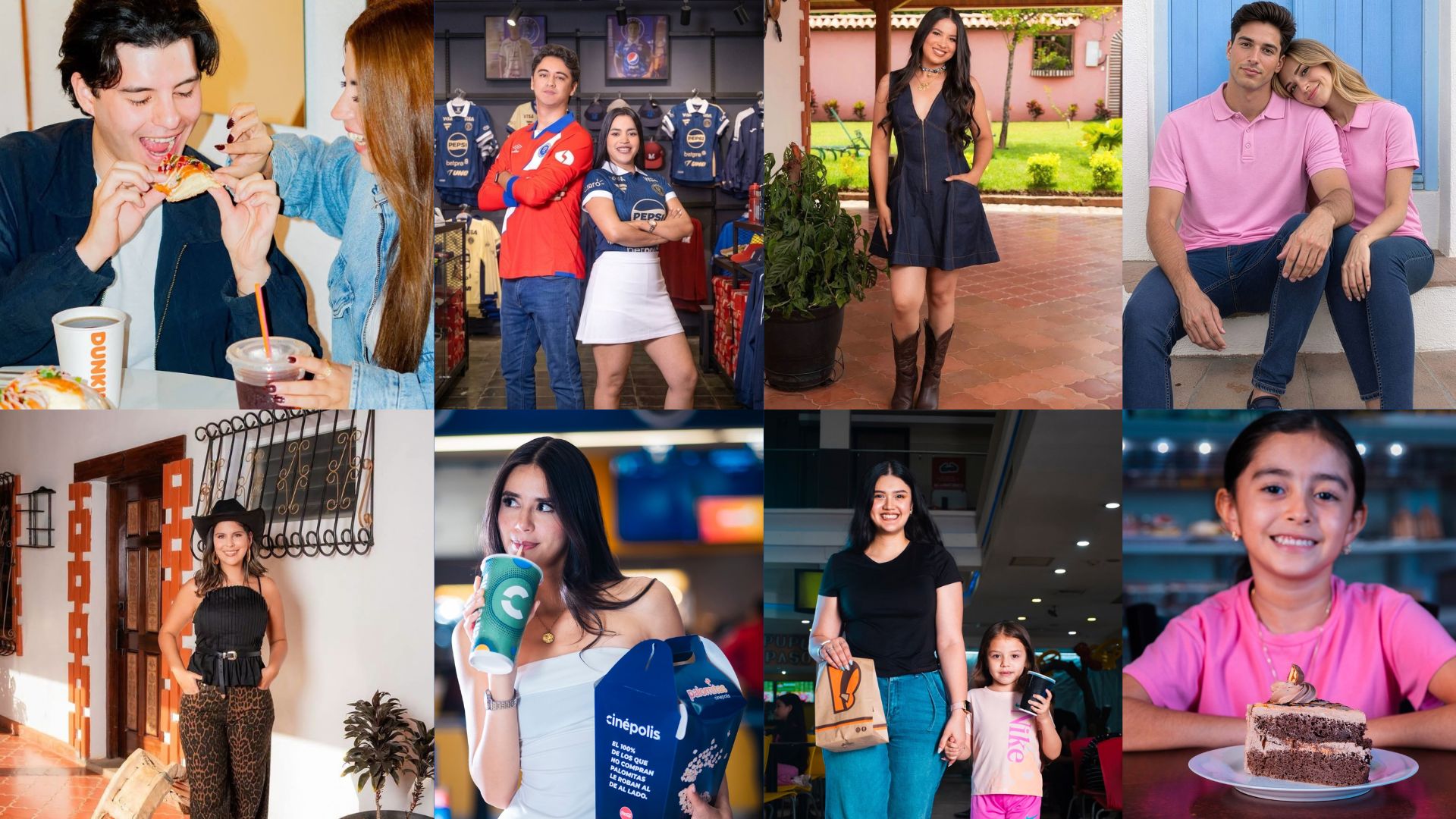 Collage de visitantes disfrutando entretenimiento y gastronomía en Mall Premier